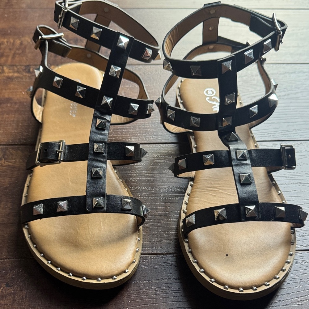 Stylish Black Studded Gladiator Sandals
